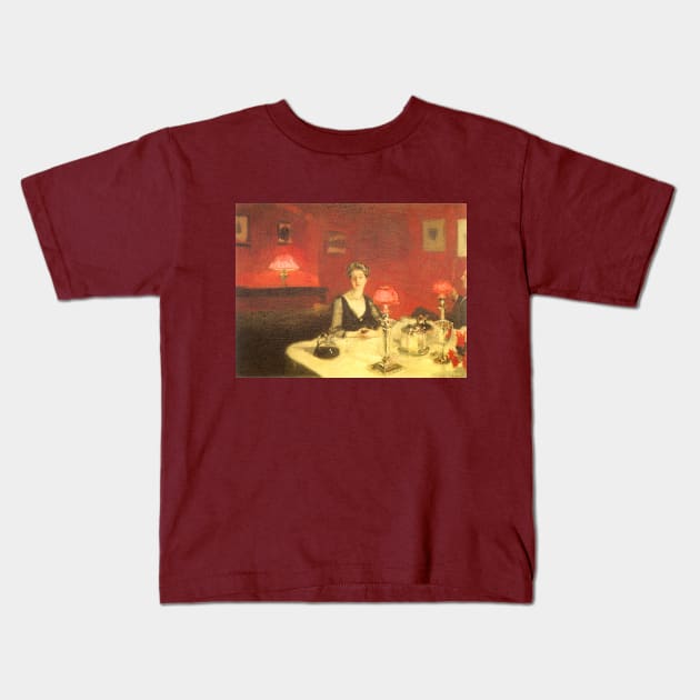 A Dinner Table at Night by John Singer Sargent Kids T-Shirt by MasterpieceCafe